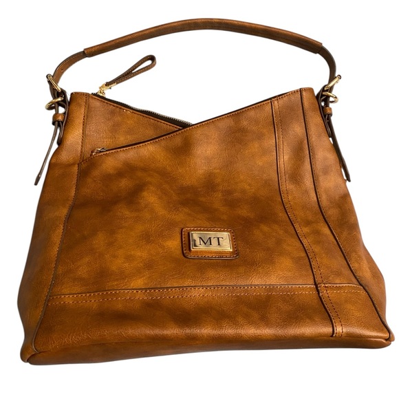 DANBURY MINT Brown Faux Leather Everywhere Elegance Personalized Handbag - Picture 1 of 13